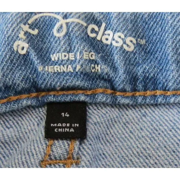 Art Class Girl's High Rise Wide Leg Graffiti Jeans  Size 14 EUC - Picture 6 of 12